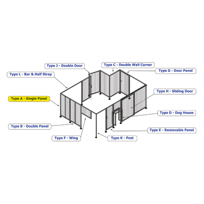 A4-1400-0200-0150-HYMZK SINGLE PANEL-NO LEGS WITH HINGES 1400MM X 200MM 1" MESH, AS A KIT